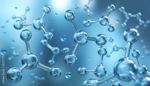 Fototapeta Naklejka Na Ścianę i Meble -  Science background with molecule or atom, Abstract structure for Science or medical background, 3d illustration.
