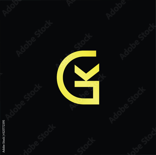 Outstanding professional elegant trendy awesome artistic black and gold color GK KG initial based Alphabet icon logo.