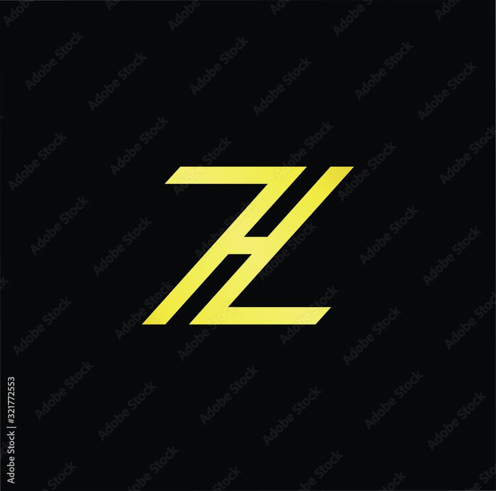 Outstanding professional elegant trendy awesome artistic black and gold color ZH HZ initial based Alphabet icon logo. Outstanding professional elegant trendy awesome artistic black and gold color ZH HZ initial based Alphabet icon logo.