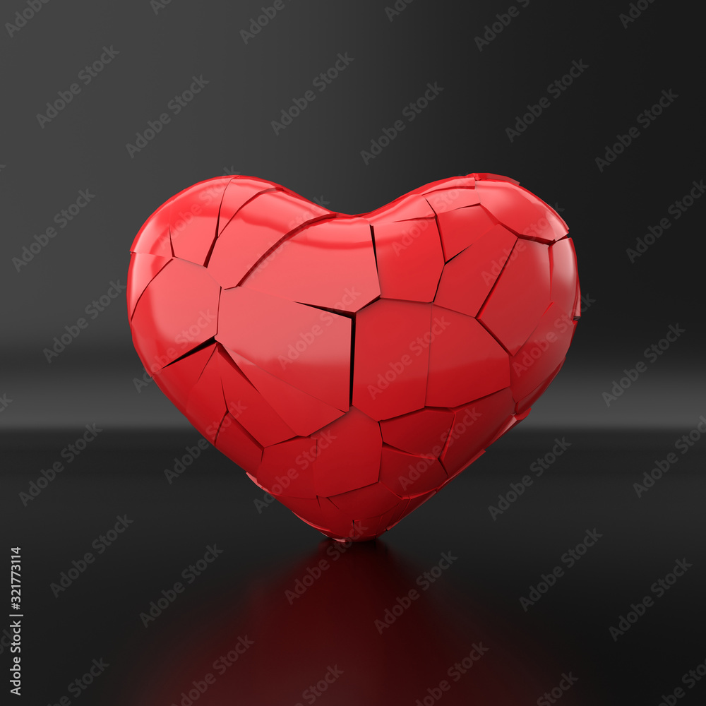 Broken heart background. 3D rendering. Broken heart background. 3D rendering.