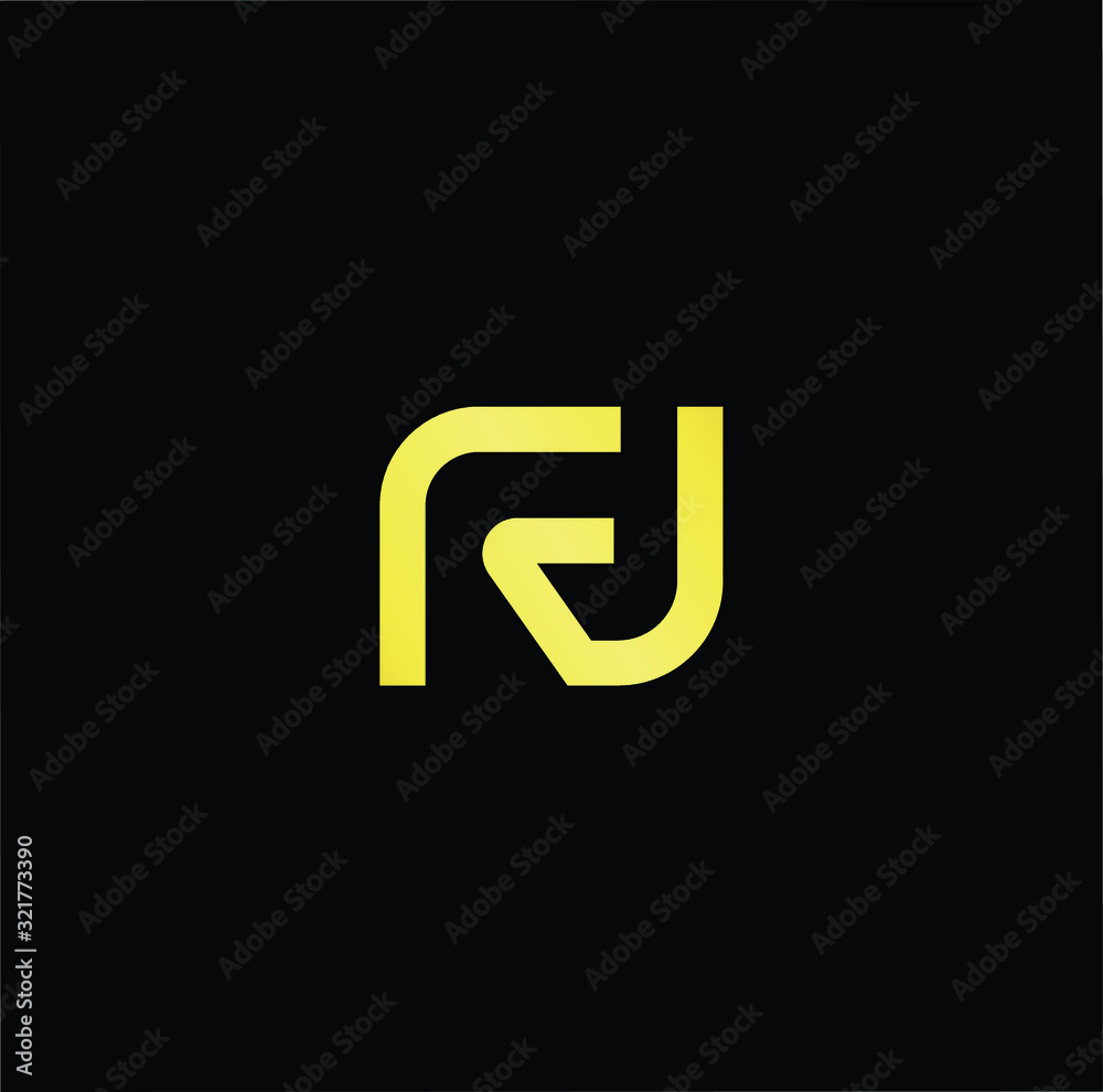 Outstanding professional elegant trendy awesome artistic black and gold color FJ JF RJ JR initial based Alphabet icon logo. Outstanding professional elegant trendy awesome artistic black and gold color FJ JF RJ JR initial based Alphabet icon logo.