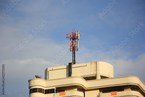 Mobile phone tower on building