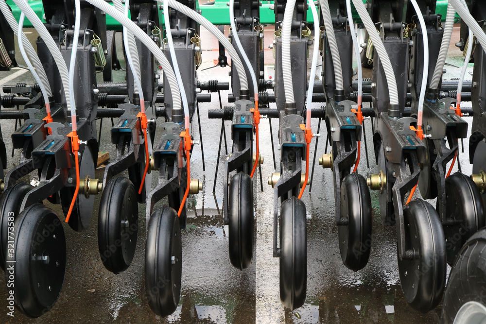 Parts and components of agricultural machines. Plough. Harrow. Cultivator. Equipment for the application of fertilizers. Fragment.