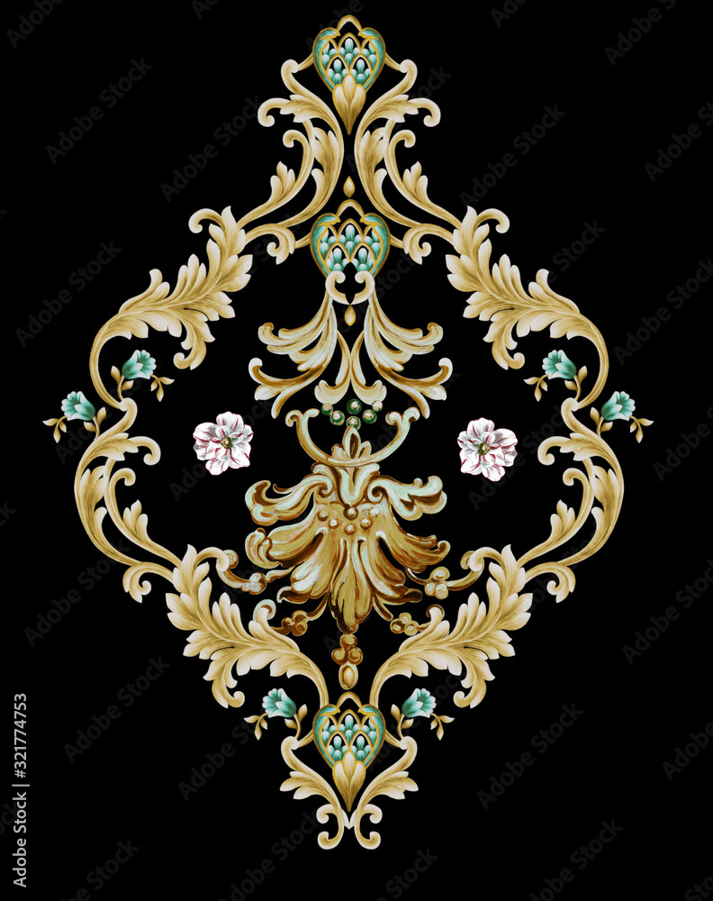 Fototapeta premium Classical luxury old fashioned damask ornament, royal victorian seamless texture for wallpapers, textile, wrapping. Exquisite floral baroque template. 