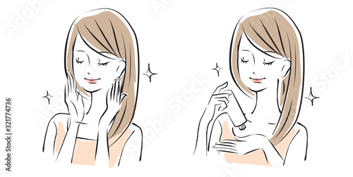 女性　イラスト　美容　健康　スキンケア