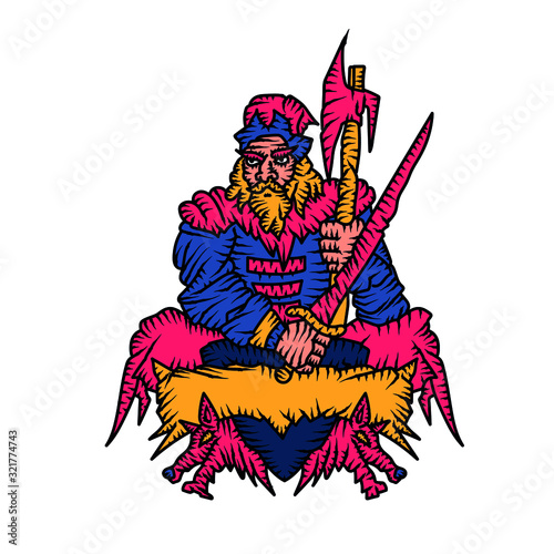 Oprichnik. Russian culture. Historical Vector Illustration. 