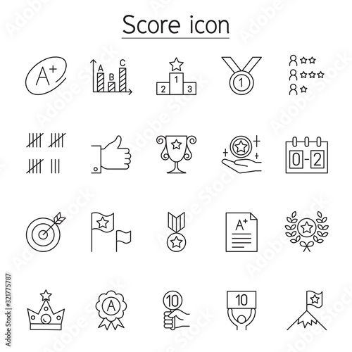 Score icon set in thin line style