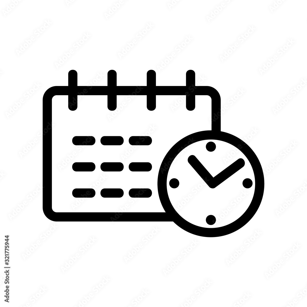 Calendar planning icon vector thin line sign isolated contour symbol