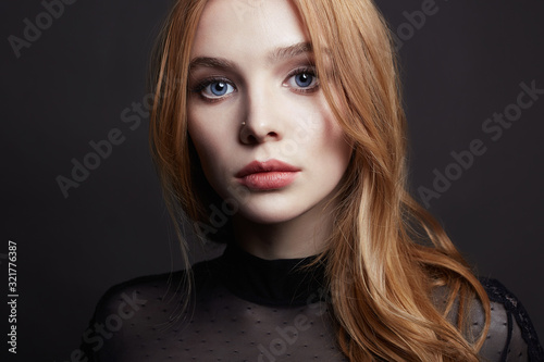 Healthy Red Hair Beautiful Young Woman