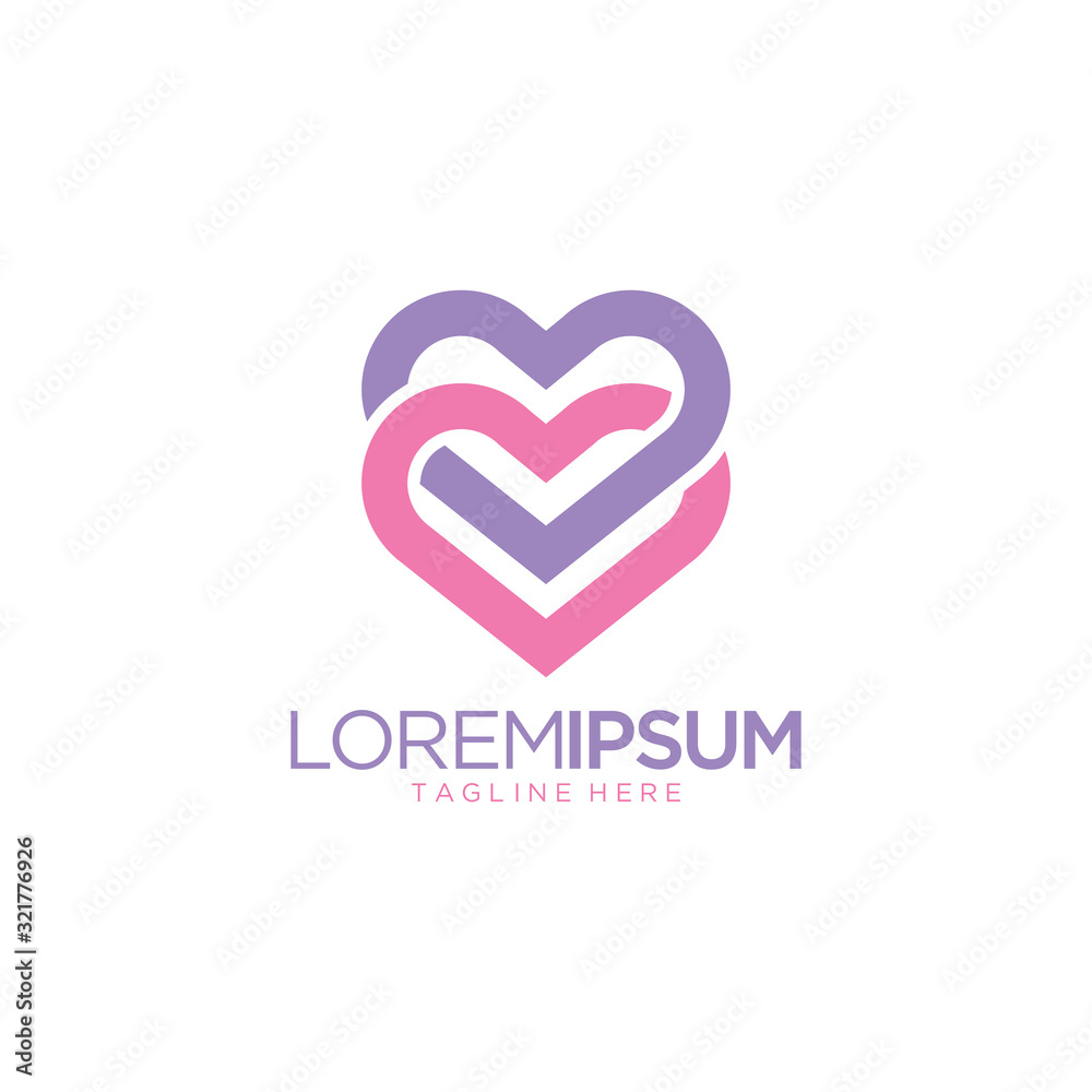 Colorful Love Symbol Logo Vector Template