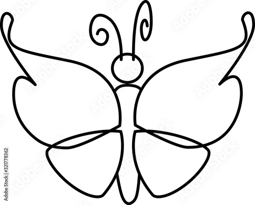 doodle outline butterfly, vector for thematic design