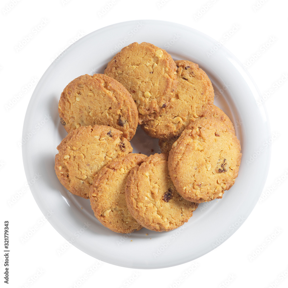Cookies with nuts in plate