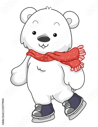 Polar Bear Mascot Ice Skati...