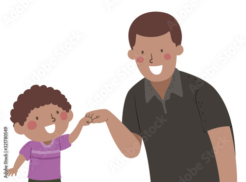 Kid Boy Dad Fist Bump Illustration