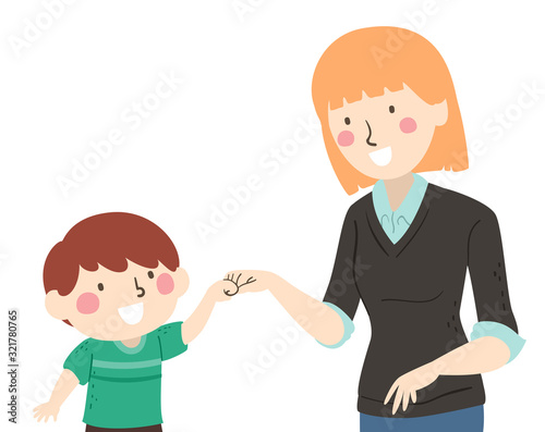 Kid Boy Teacher Fist Bump Illustration