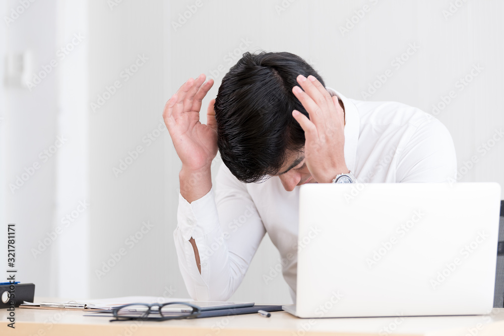 A businessman has to work with stressed and unhappy.