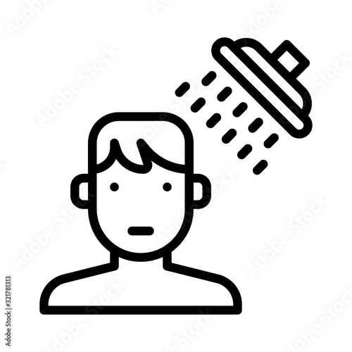 corona virus related boy take bath vector in lineal style,