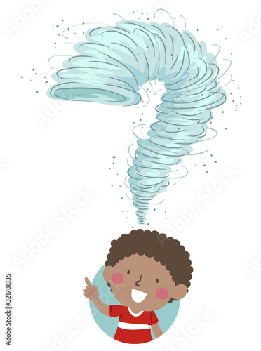 Kid Boy Tornado Drill Question Mark Illustration