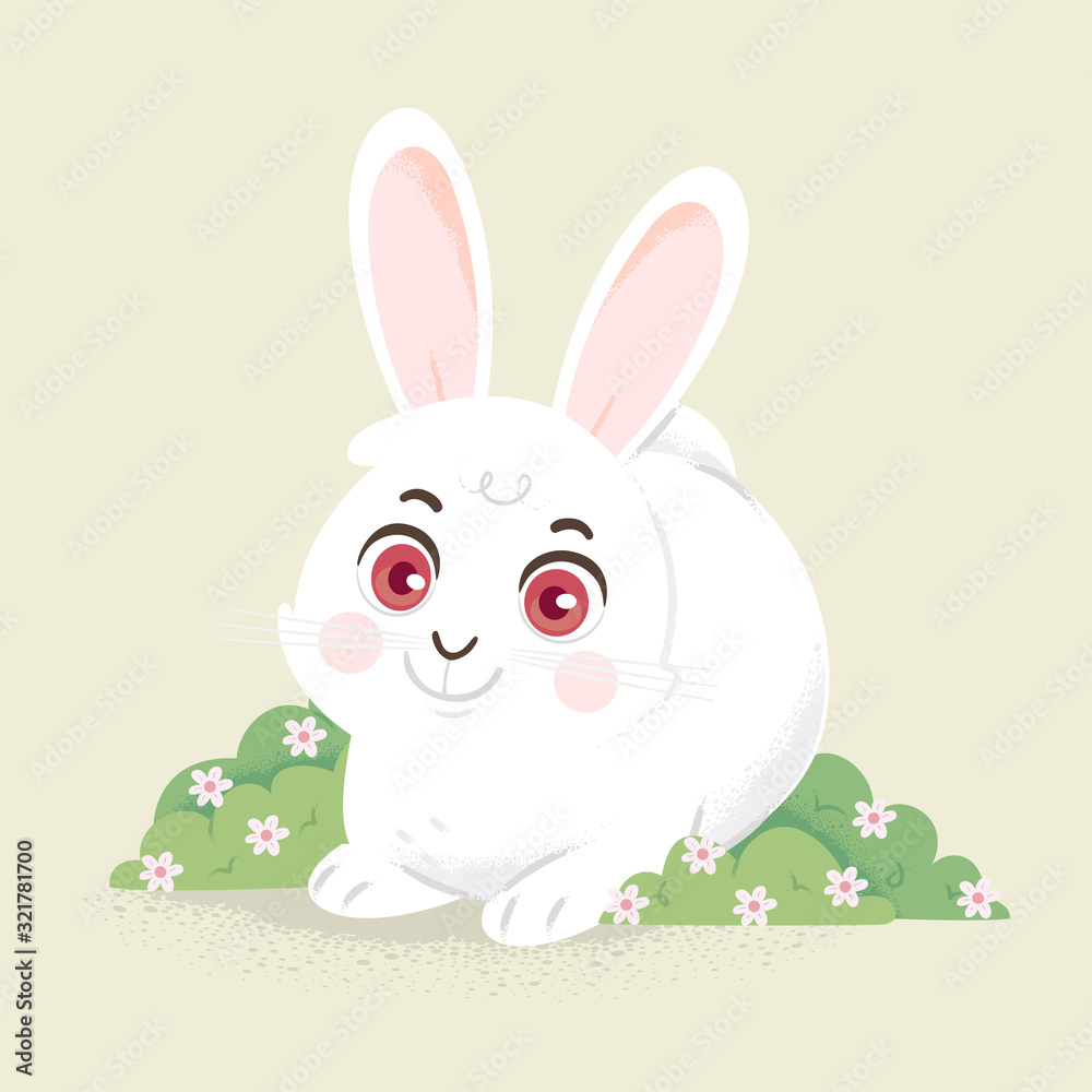 Fototapeta premium Bunny Flower Shrub Illustration