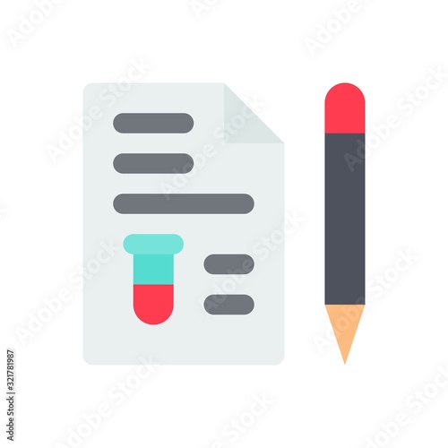 corona virus related file with pencil and pill vector vector in flat design,