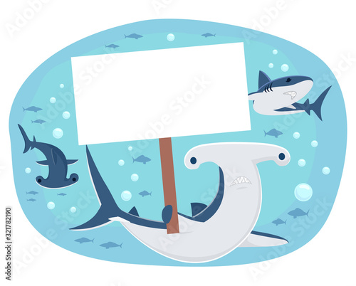 Shark Hold Placard Illustration