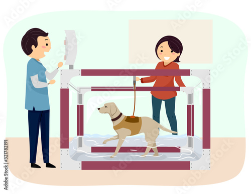 Stickman Dog Aquatic Therapy Illustration