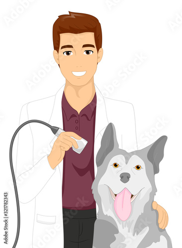 Man Vet Dog Ultrasound Illu...