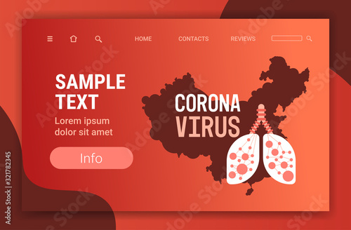 epidemic MERS-CoV bacteria floating influenza virus cells human injured lungs wuhan coronavirus 2019-nCoV pandemic medical health risk chinese map horizontal copy space vector illustration
