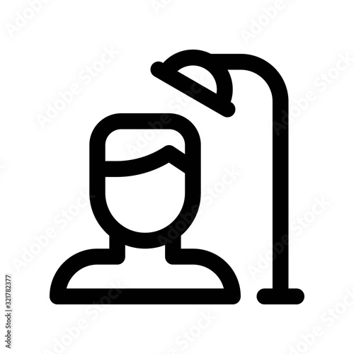 corona virus related boy with shower vector in lineal style,