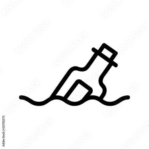 The bottle floats the icon vector. Thin line sign. Isolated contour symbol illustration