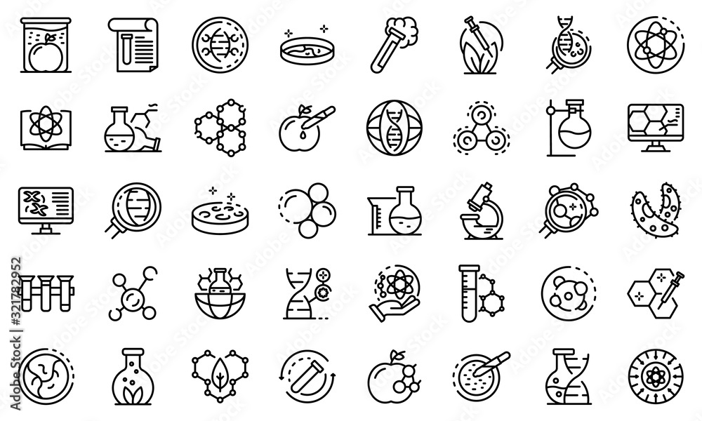 Bioengineer icons set. Outline set of Bioengineer vector icons for web design isolated on white background