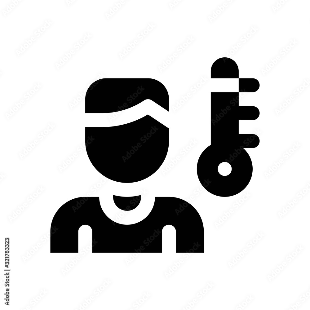 corona virus related gents patient with temperature scale vector in solid design, corona virus related gents patient with temperature scale vector in solid design,