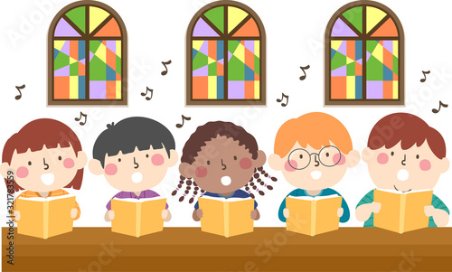 Kids Church Sing Illustration