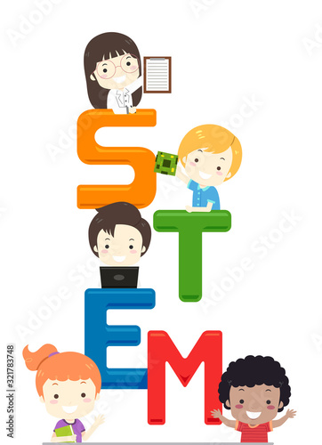 Kids Stem Lettering Illustr...