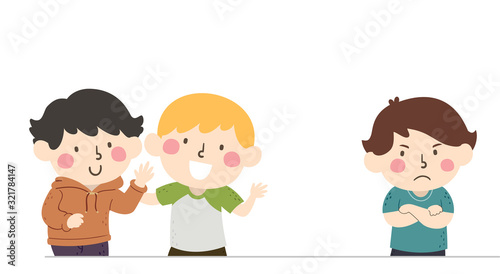 Kids Friends Jealous Illustration