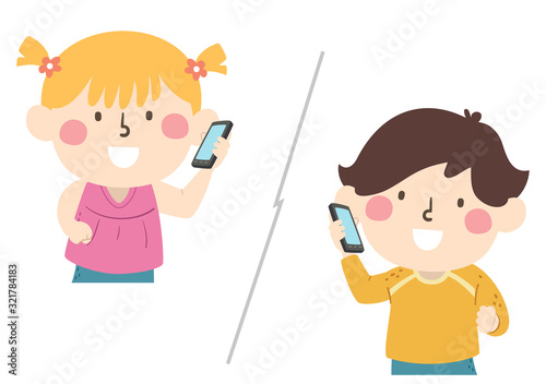 Kids Mobile Phone Call Illustration