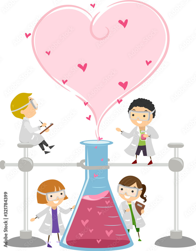 Stickman Kids Science Valentines Illustration Stickman Kids Science Valentines Illustration