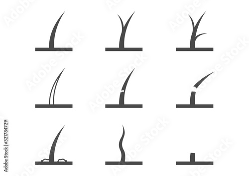 hair icon vector / damaged healthy and dandruff