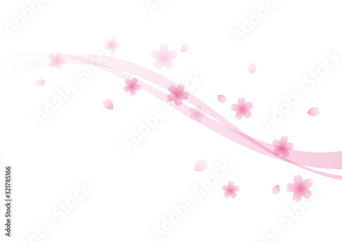 桜とウェーブ　背景　ピンク