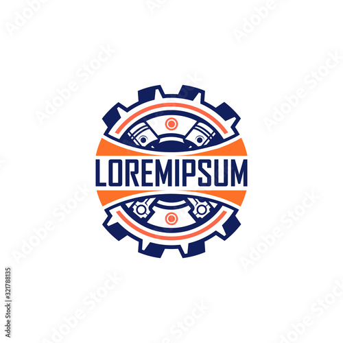 Gear With Piston Logo Vector Template