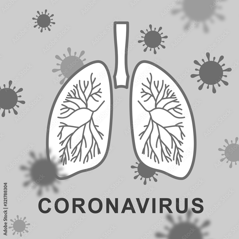 Illustration of MERS-CoV bacterias attacking human lungs