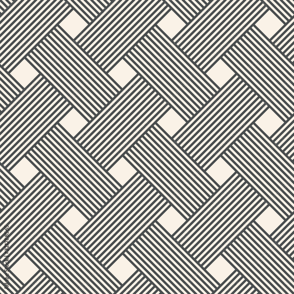 Interwoven at right angles striped lines. Abstract geometric seamless pattern. Vector.