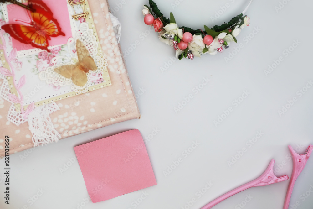 A diary for entries on a white table A diary for entries on a white table