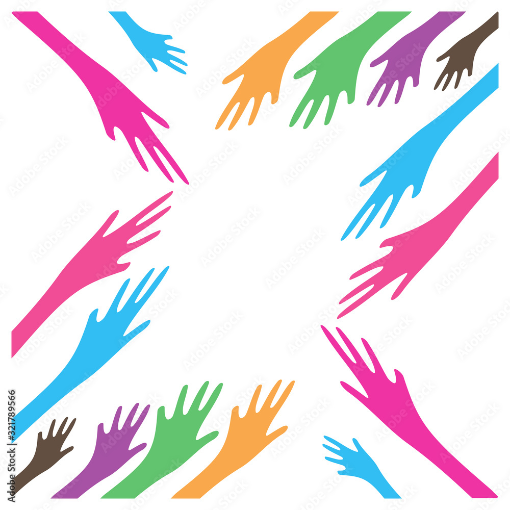 Obraz premium Hand symbol community care logo vector illustration design