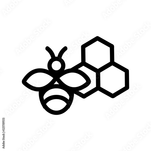Honey bee icon vector. Thin line sign. Isolated contour symbol illustration