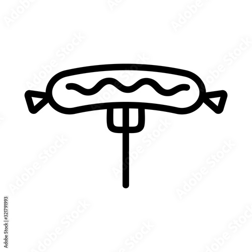 roasted sausage icon vector. Thin line sign. Isolated contour symbol illustration