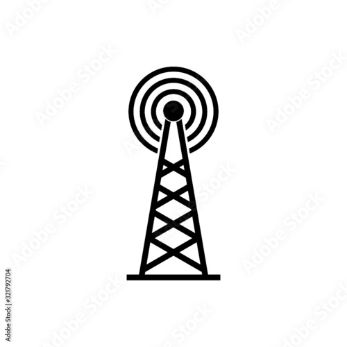 Broadcast communications tower icon isolated on white background