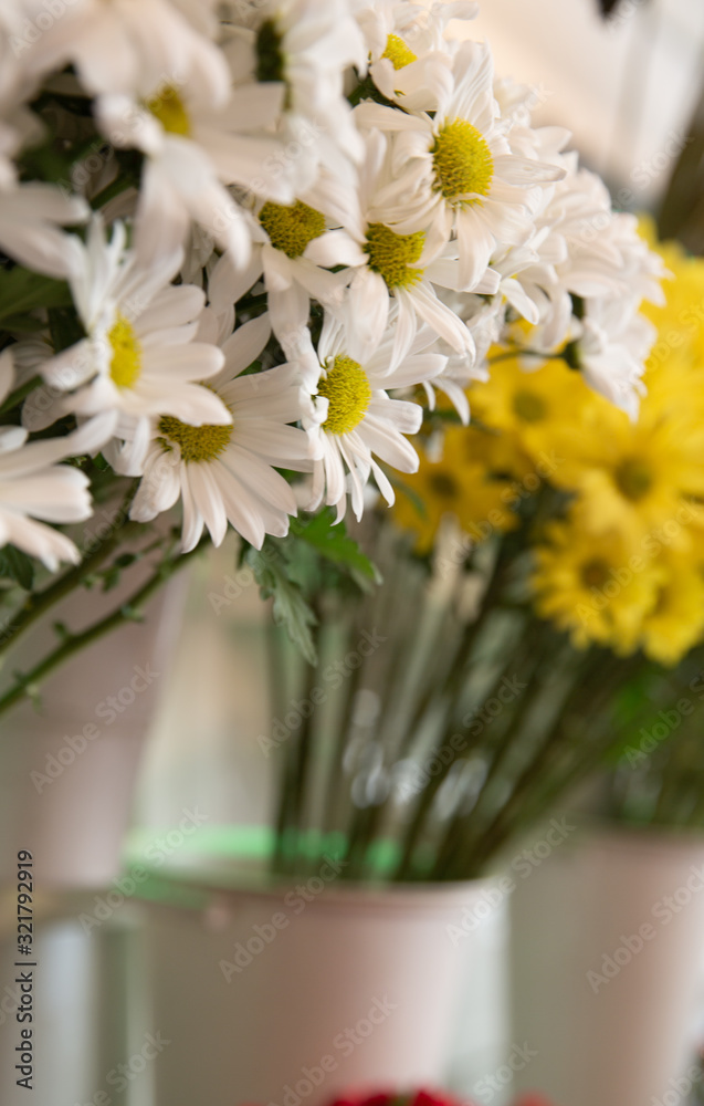 Bouquet with flower blossom. Floral background. Shallow depth photo. Soft toned colors.