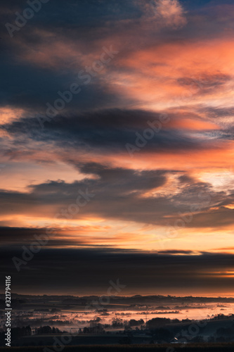 Sunrise in the country at the coastline