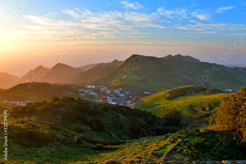 Green hills from the viewpoint of Jardina in San Cristobal de La Laguna